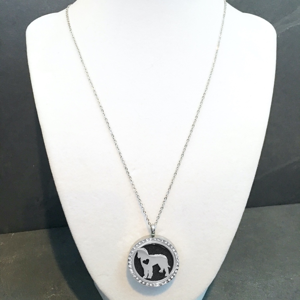 Doodle Aromatherapy Pendant / Silver Dog Necklace